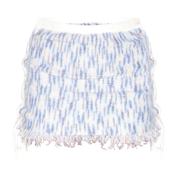 Pretty Little Thing Denim Space Dye Knit Lace Up Side Mini Skirt & Bandeau Top - Picture 6 of 16